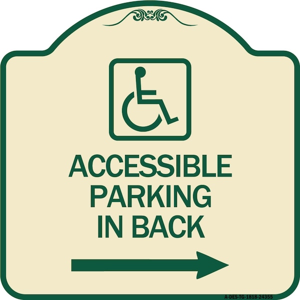 Accessible Parking on Right Arrow W/ Graphic Heavy-Gauge Aluminum Sign, 18" x 18", TG-1818-24355